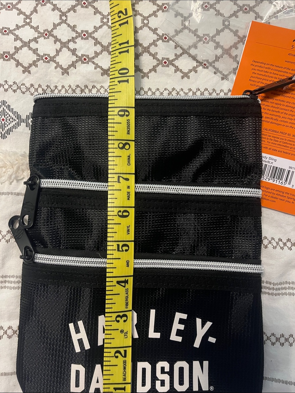 Harley-Davidson Black Triple Zip Belt Bag with White Logo - Picture 7 of 7